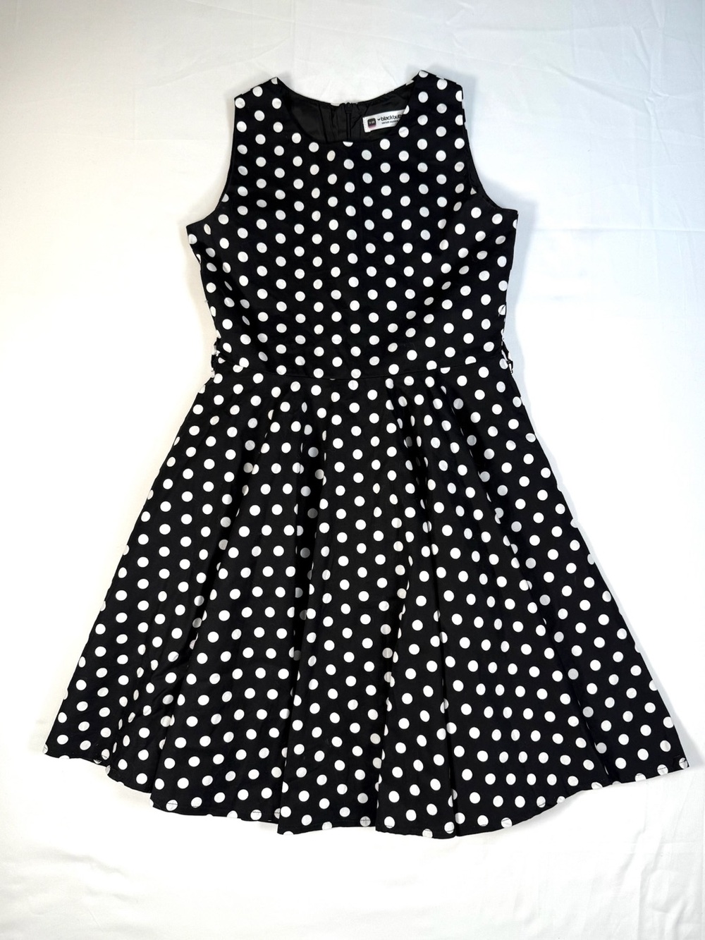 BLACKBUTTERFLY Girls 9-10 Polka Dot Fit And Flare Dress Retro Pinup Skater Dress